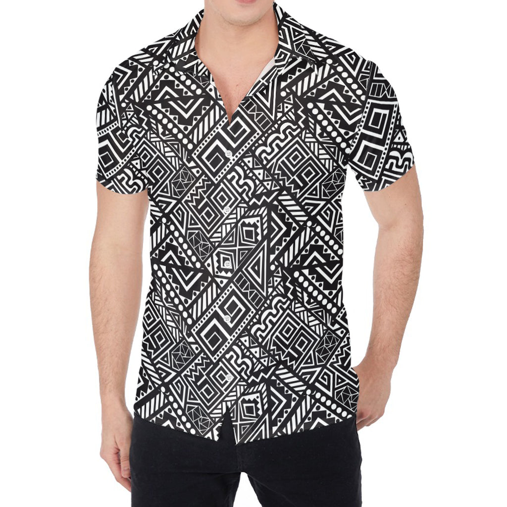 Black And White African Tribal Print Men's Shirt
