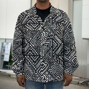 Black And White African Tribal Print Men's Shirt Jacket