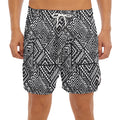 Black And White African Tribal Print Men's Split Running Shorts