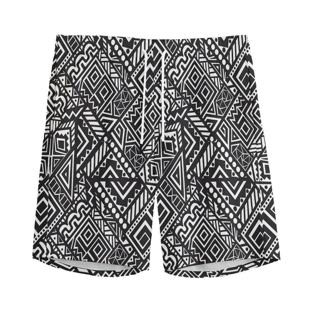 Black And White African Tribal Print Men's Sports Shorts