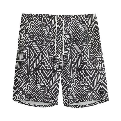 Black And White African Tribal Print Men's Sports Shorts