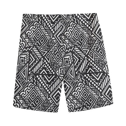 Black And White African Tribal Print Men's Sports Shorts