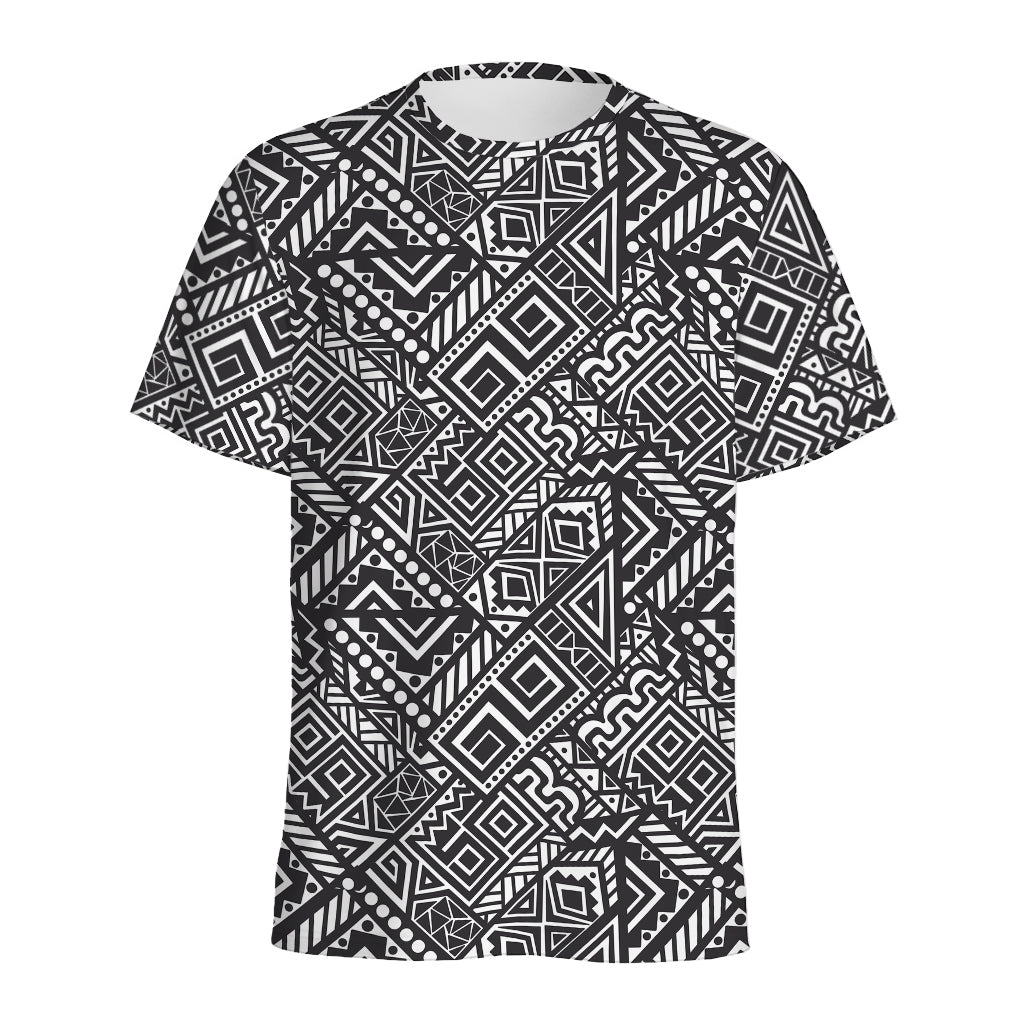 Black And White African Tribal Print Men's Sports T-Shirt
