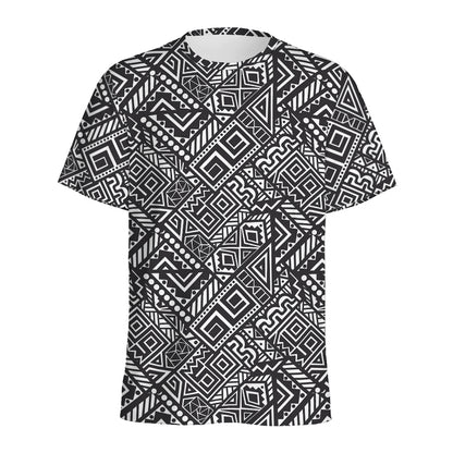 Black And White African Tribal Print Men's Sports T-Shirt
