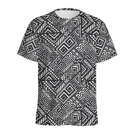 Black And White African Tribal Print Men's Sports T-Shirt