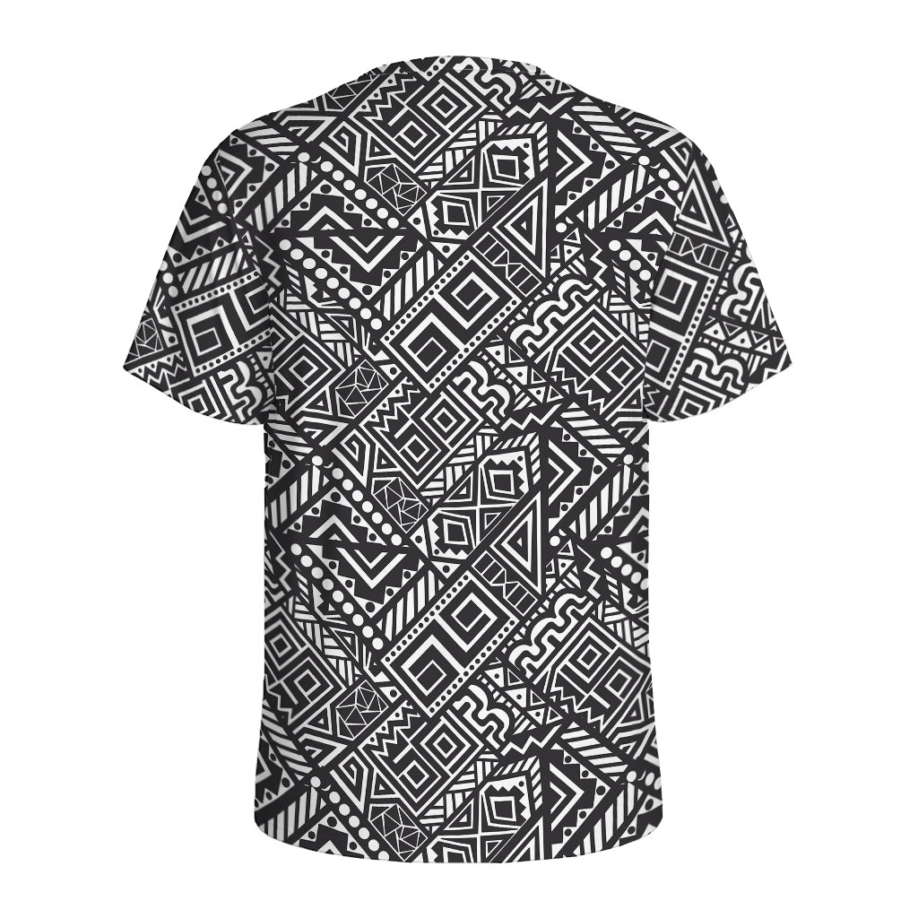 Black And White African Tribal Print Men's Sports T-Shirt