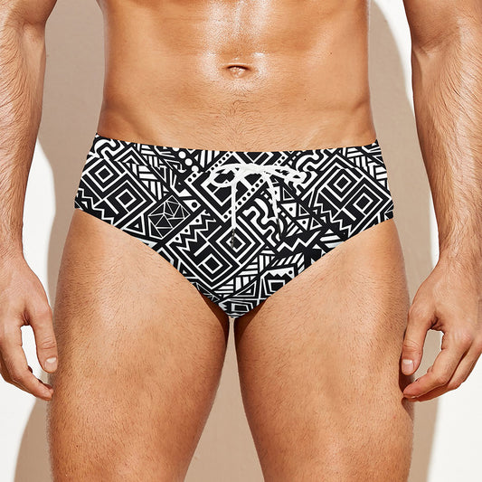 Black And White African Tribal Print Men's Swim Briefs