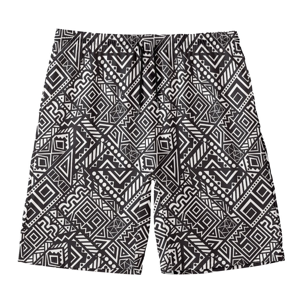Black And White African Tribal Print Men's Swim Trunks