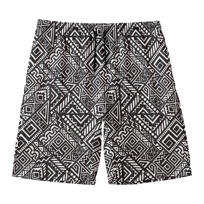 Black And White African Tribal Print Men's Swim Trunks
