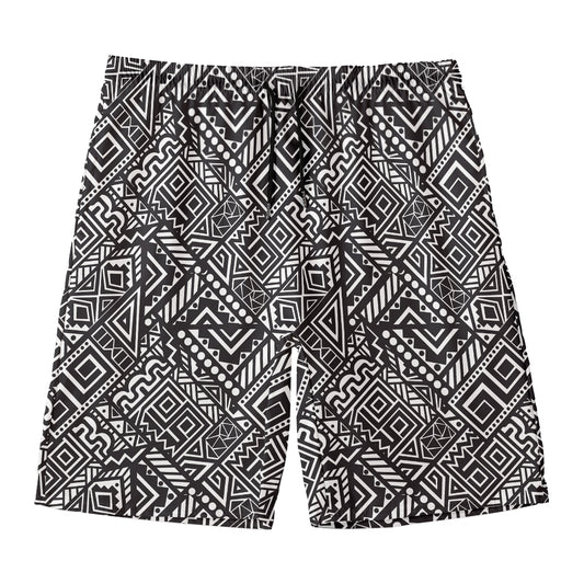 Black And White African Tribal Print Men's Swim Trunks