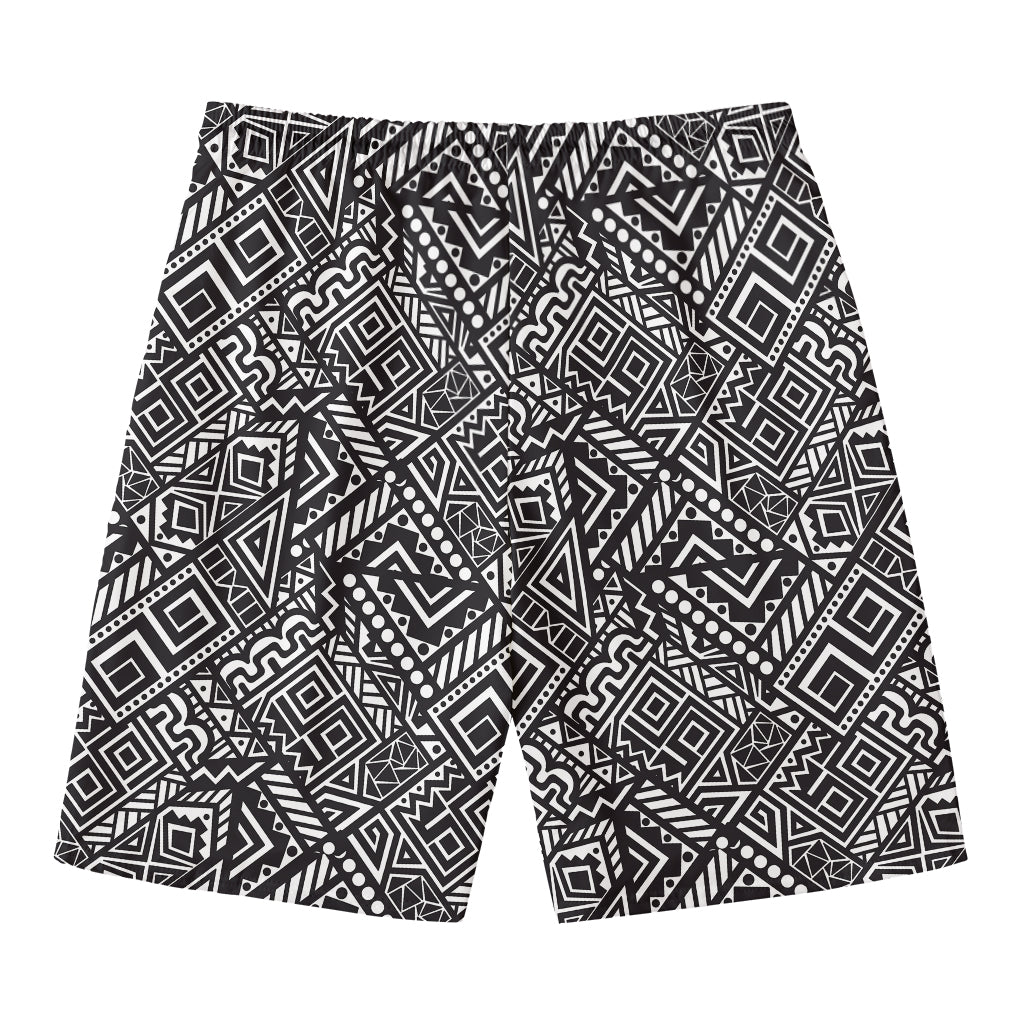 Black And White African Tribal Print Men's Swim Trunks