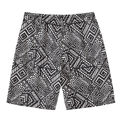 Black And White African Tribal Print Men's Swim Trunks