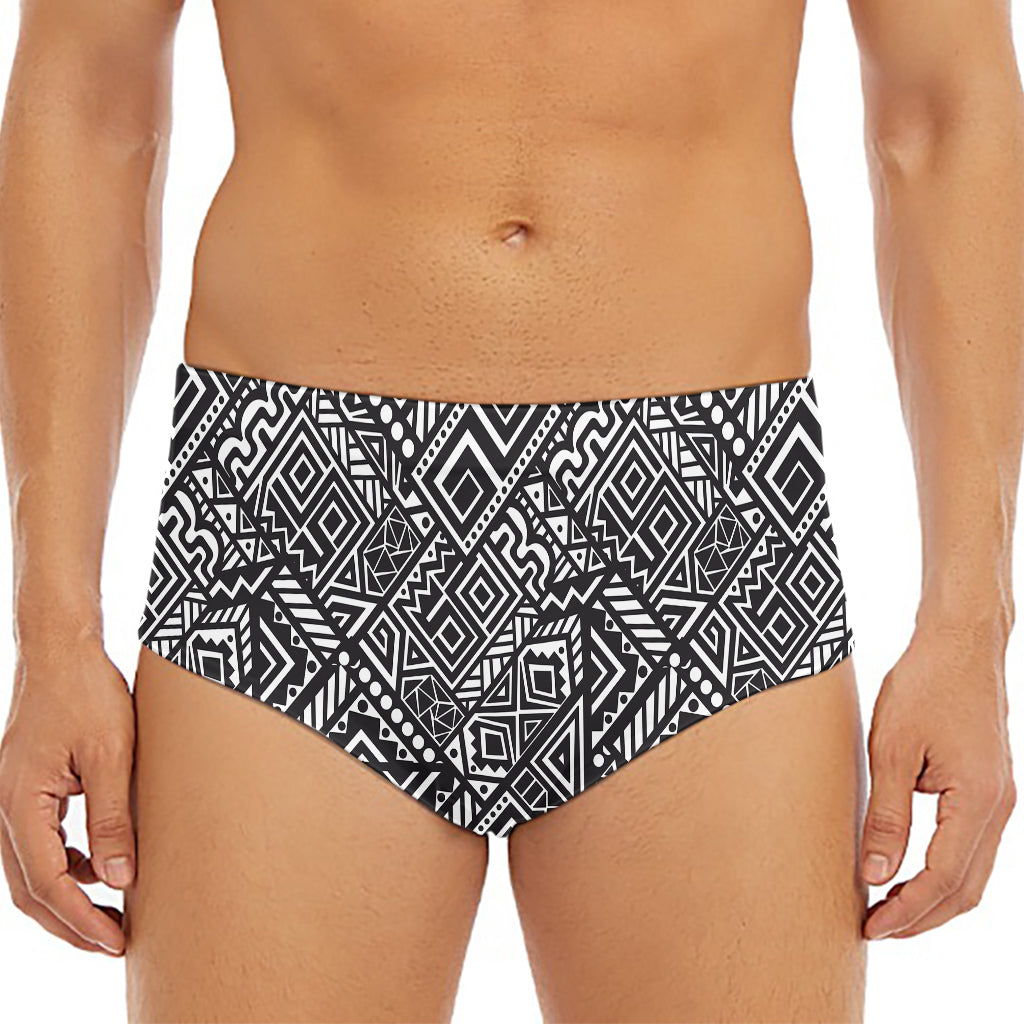 Black And White African Tribal Print Men's Triangle Swim Briefs