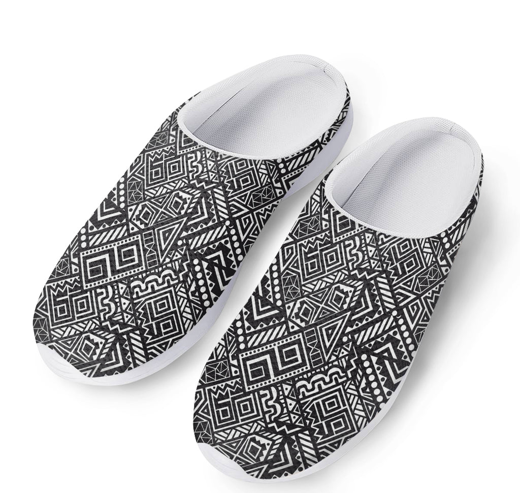 Black And White African Tribal Print Mesh Casual Shoes