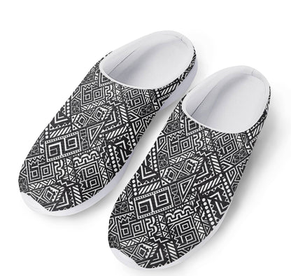Black And White African Tribal Print Mesh Casual Shoes