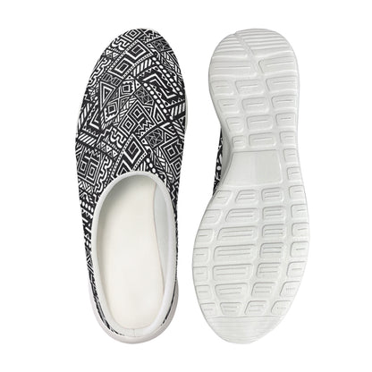 Black And White African Tribal Print Mesh Casual Shoes