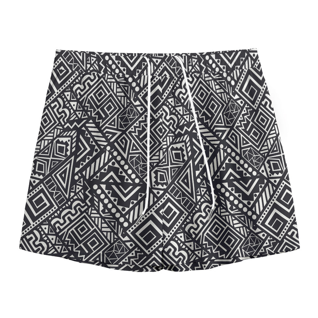 Black And White African Tribal Print Mesh Shorts