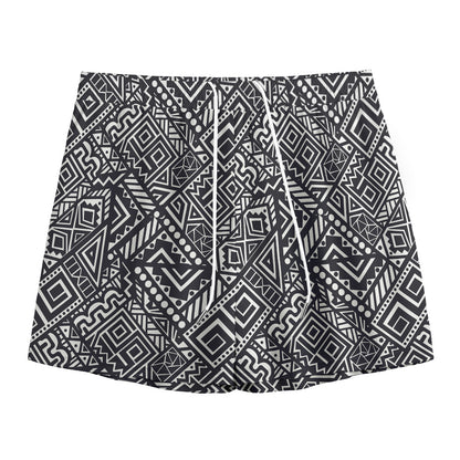 Black And White African Tribal Print Mesh Shorts