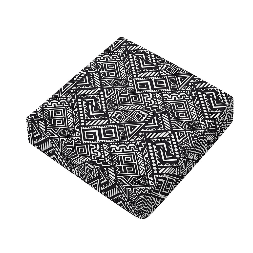 Black And White African Tribal Print Outdoor Seat Cushion Cover
