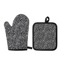 Black And White African Tribal Print Oven Mitt And Pot Holder Set