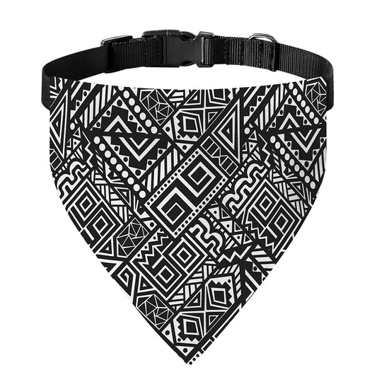 Black And White African Tribal Print Over The Collar Dog Bandana