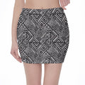 Black And White African Tribal Print Pencil Mini Skirt