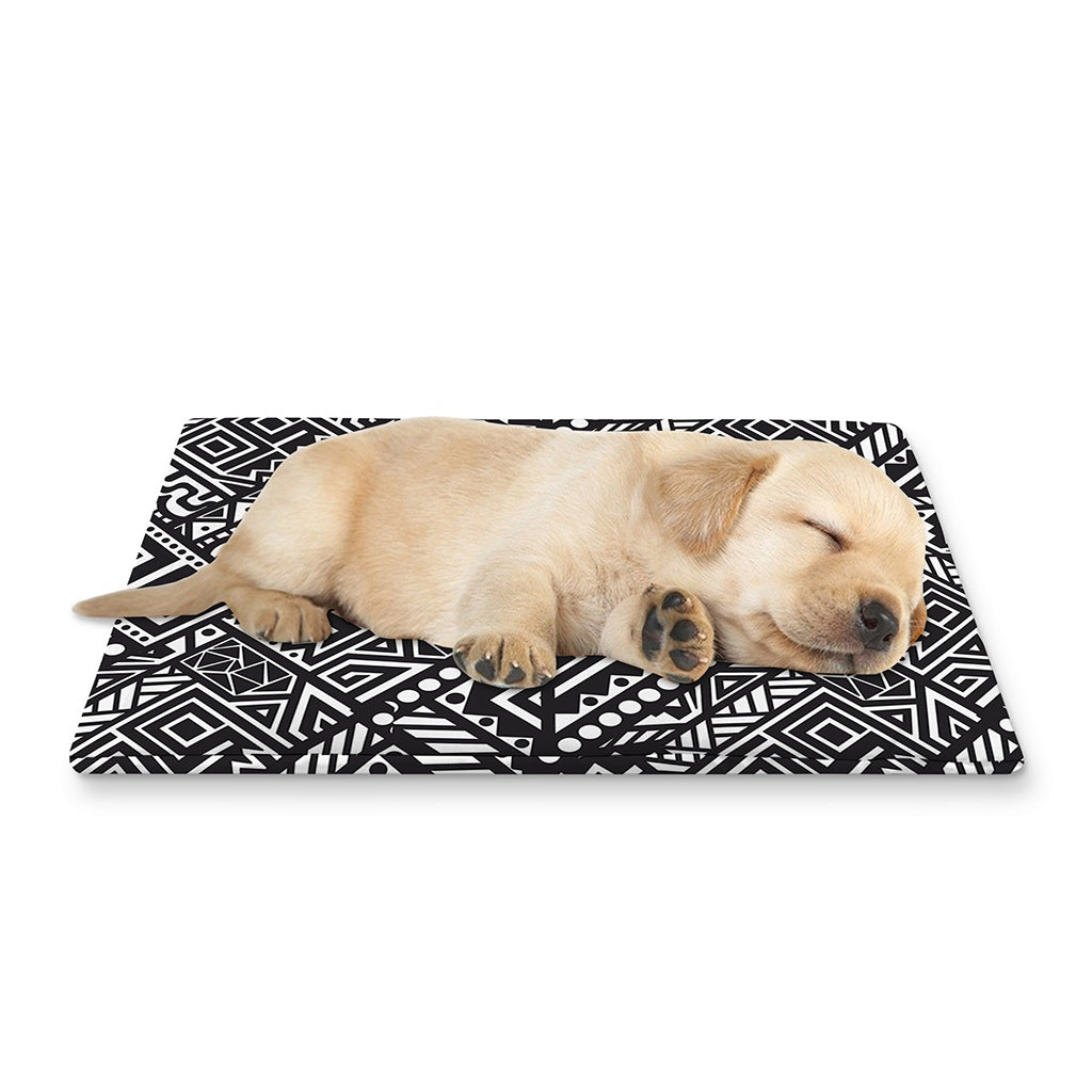 Black And White African Tribal Print Pet Cooling Mat Cover