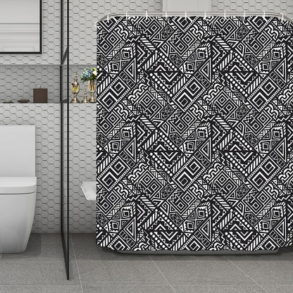 Black And White African Tribal Print Polyester Shower Curtain