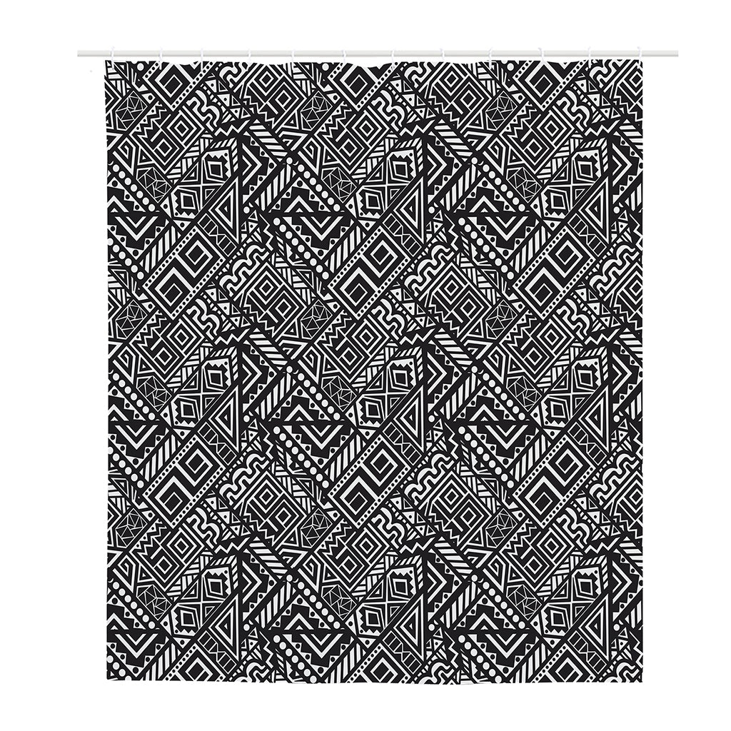 Black And White African Tribal Print Polyester Shower Curtain