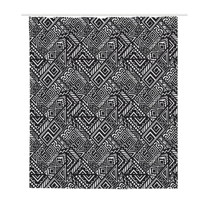 Black And White African Tribal Print Polyester Shower Curtain