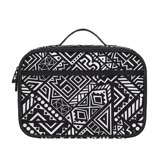 Black And White African Tribal Print Portable Lunch Bag