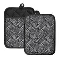 Black And White African Tribal Print Pot Holders With Pocket