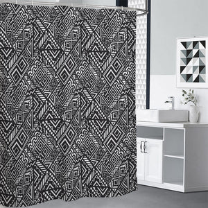 Black And White African Tribal Print Premium Shower Curtain