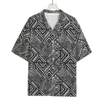 Black And White African Tribal Print Rayon Hawaiian Shirt
