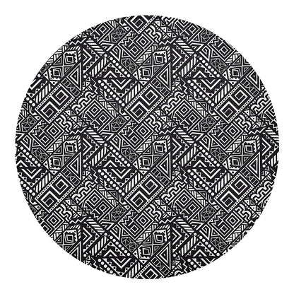 Black And White African Tribal Print Round Blanket