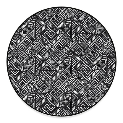 Black And White African Tribal Print Round Floor Mat
