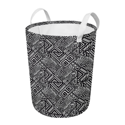 Black And White African Tribal Print Round Laundry Basket