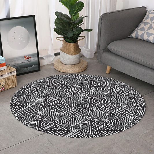 Black And White African Tribal Print Round Rug