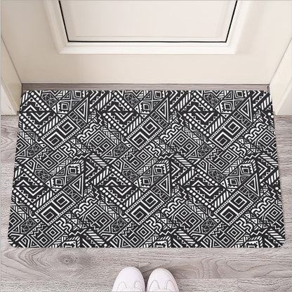 Black And White African Tribal Print Rubber Doormat