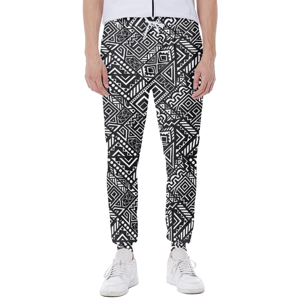 Black And White African Tribal Print Scuba Joggers