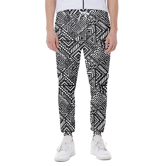 Black And White African Tribal Print Scuba Joggers