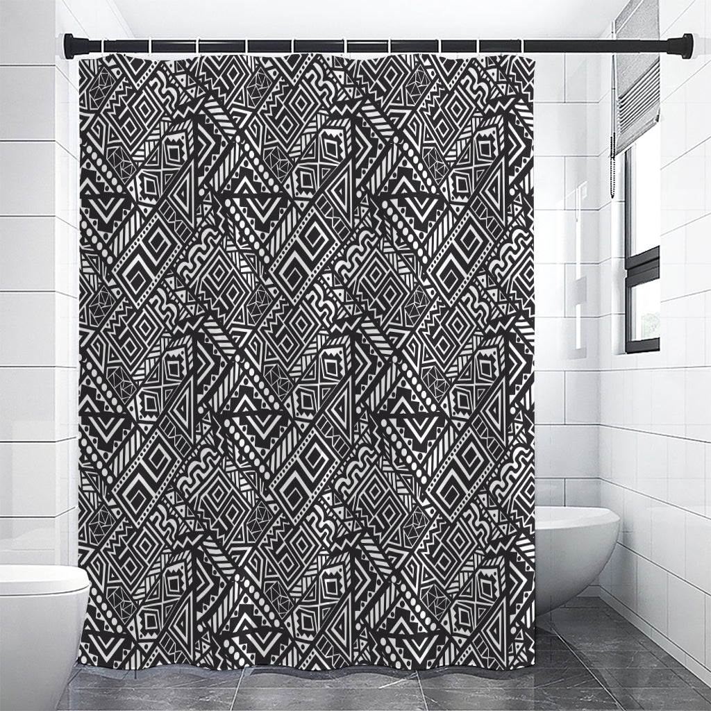 Black And White African Tribal Print Shower Curtain