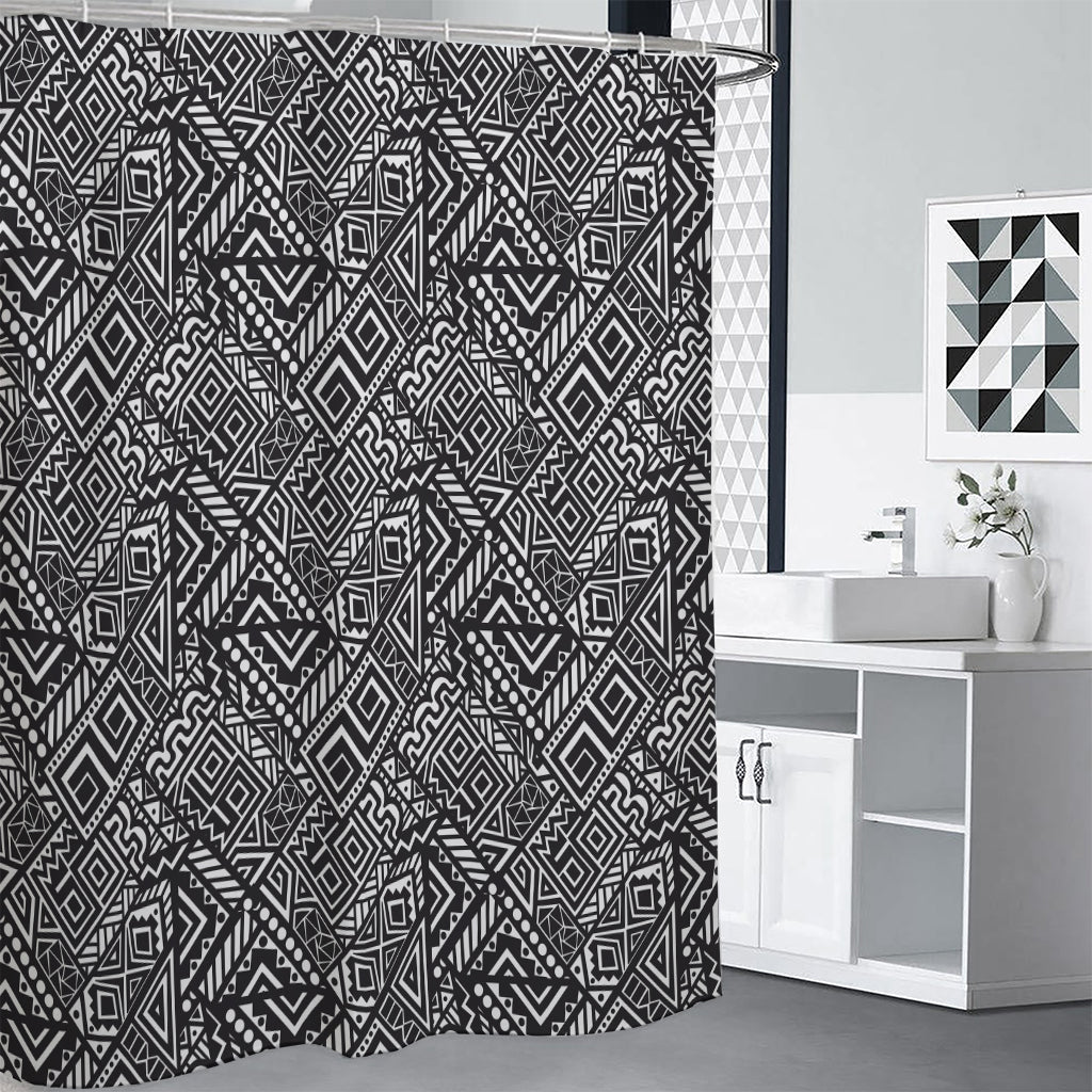 Black And White African Tribal Print Shower Curtain