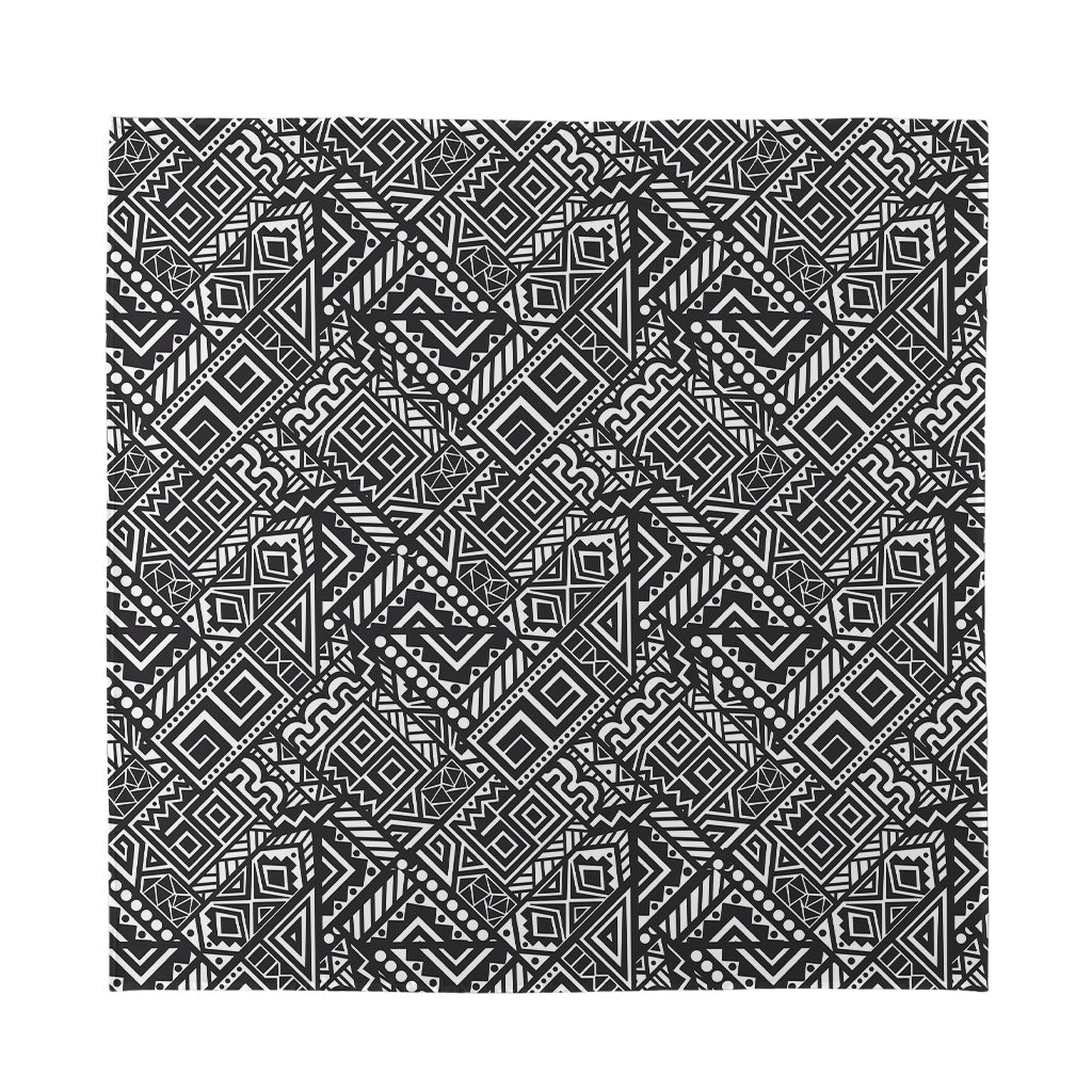 Black And White African Tribal Print Silk Bandana