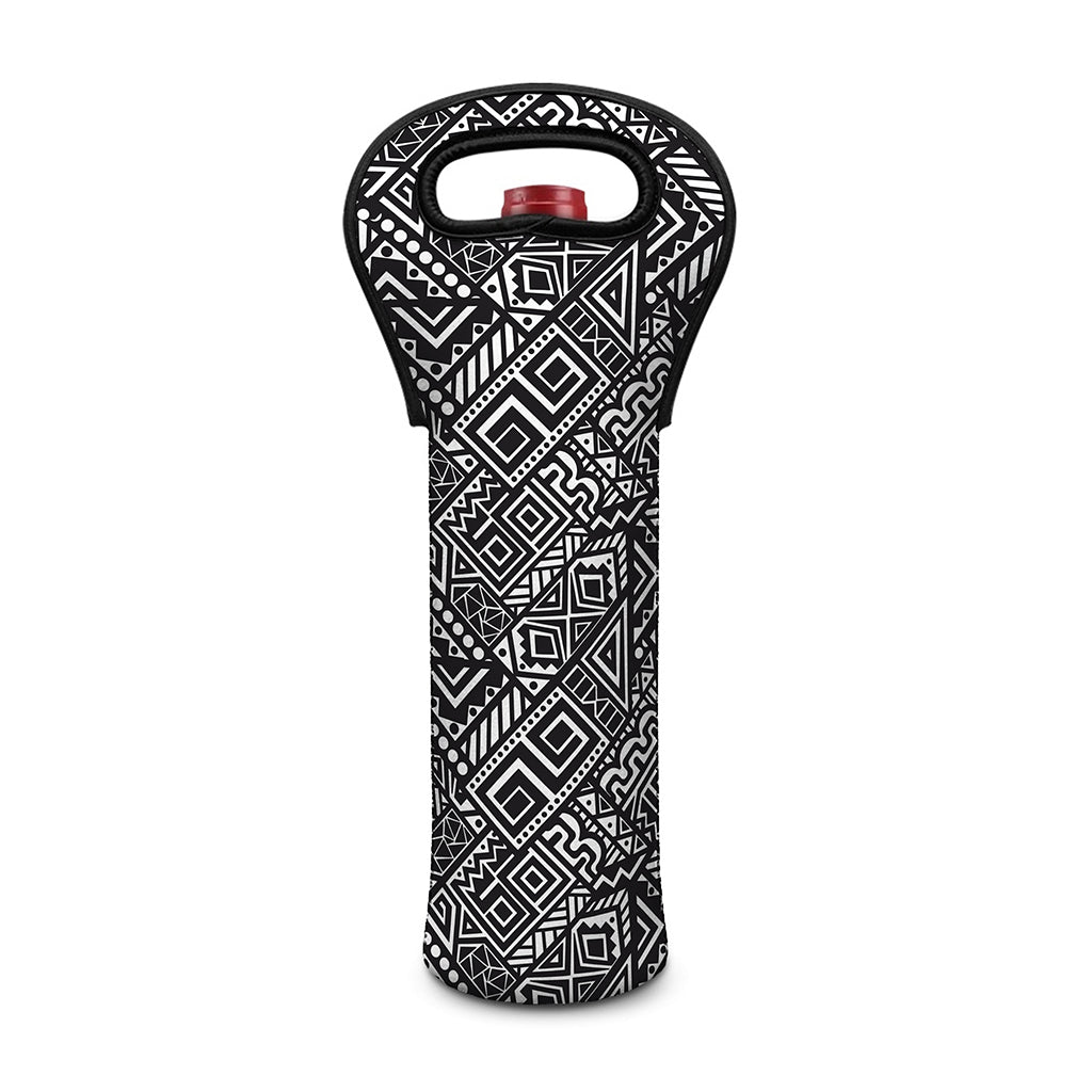 Black And White African Tribal Print Single Neoprene Wine Tote