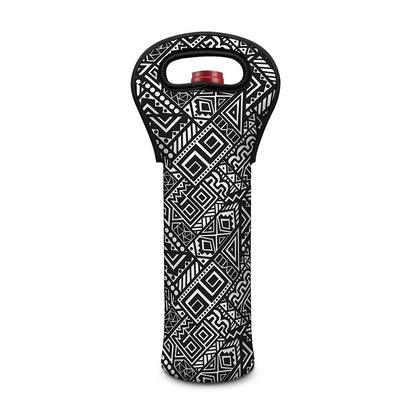 Black And White African Tribal Print Single Neoprene Wine Tote