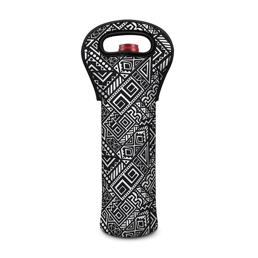 Black And White African Tribal Print Single Neoprene Wine Tote