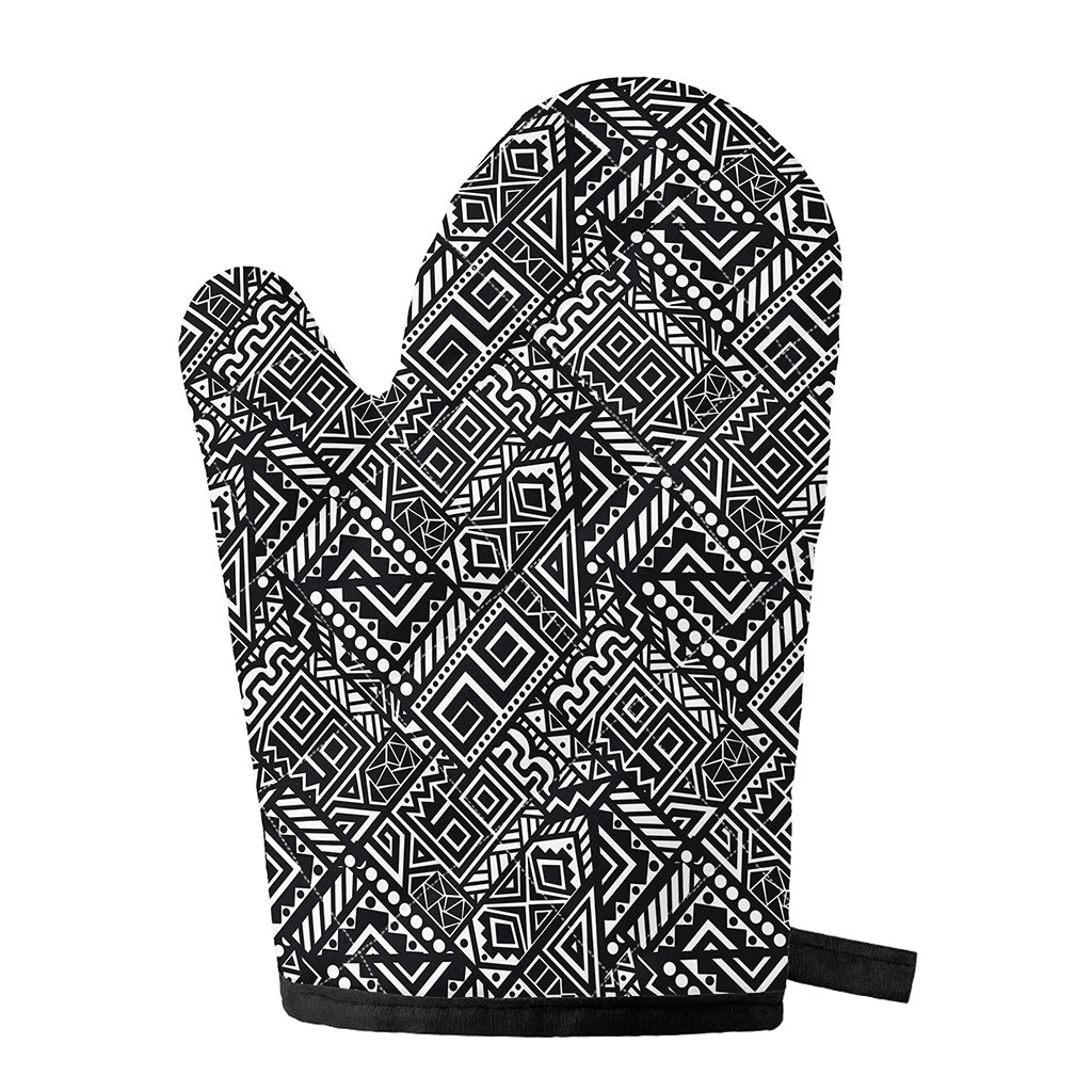 Black And White African Tribal Print Single Oven Mitt