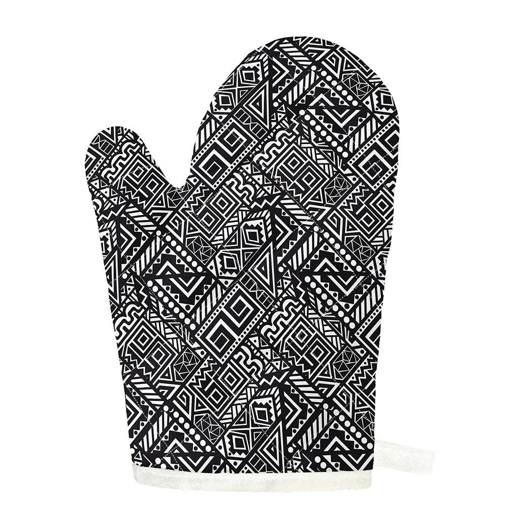 Black And White African Tribal Print Single Oven Mitt
