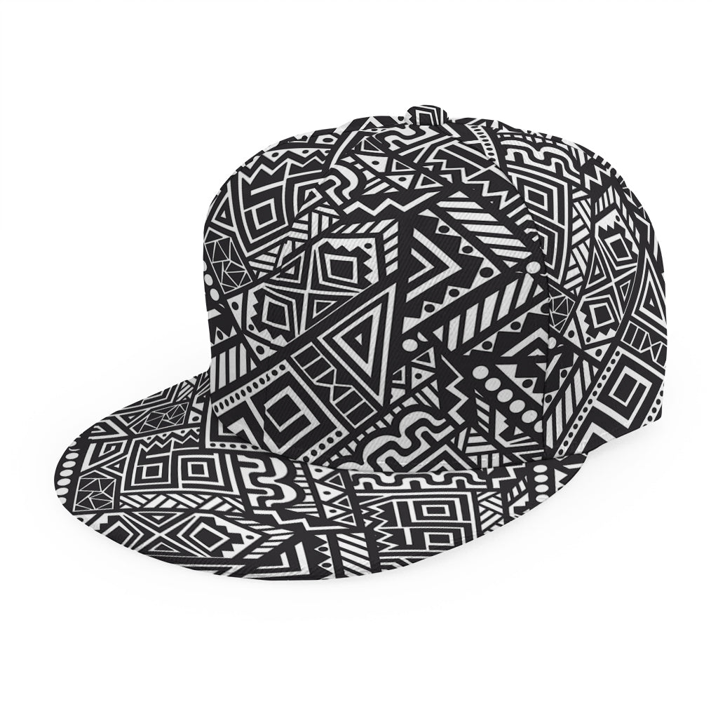Black And White African Tribal Print Snapback Cap